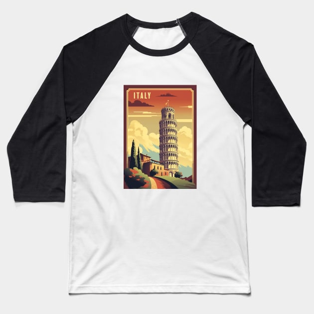 Italy Baseball T-Shirt by Retro Travel Design